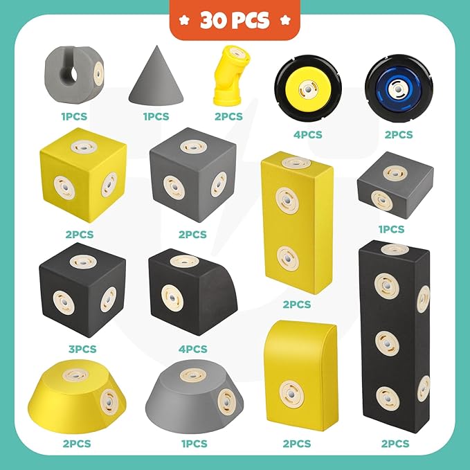 Joyfresh Foam Magnetic Blocks for Toddlers, 30pcs,Big Building Block for Kids 2 3 4 5 Years Old, Soft EVA Blocks Toys Gifts for Boys Girls