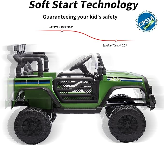 24V Kids Ride on Car, Kids Electric Vehicles Car Ride on Toy Truck for Toddlers 3-5 w/Remote Control, 400W Motor - Green