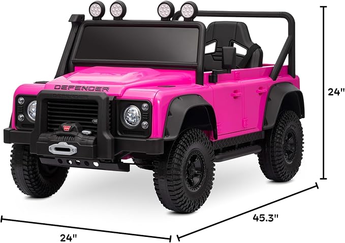 Kidzone Licensed Land Rover Defender 110 SVX 12V Ride On Car for Kids Ages 3–8, Electric SUV Toy with Parent Remote Control, Bluetooth Music, LED Headlights, Off-Road Wheels, Pink