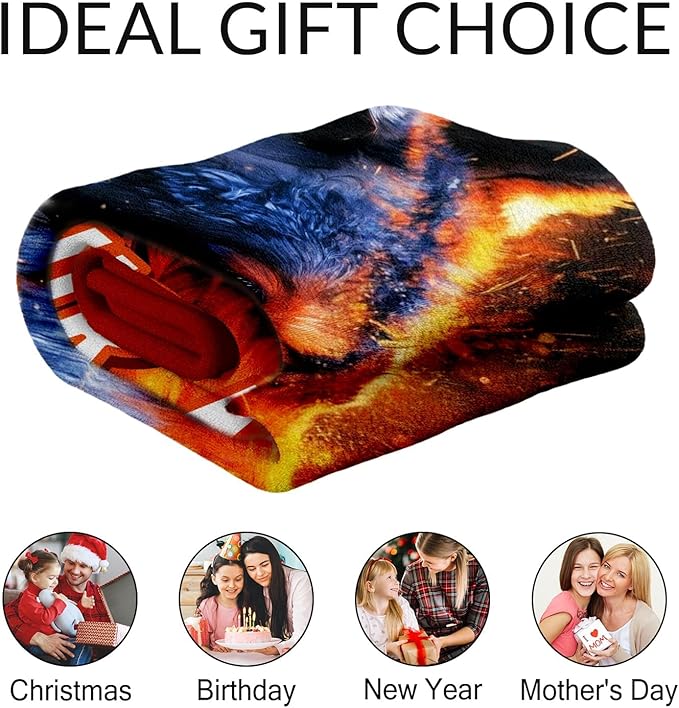 Custom Wolf Blanket for Boys - Wolf Gifts for Kids Flannel Warm Plush Personalized Throws for Decor Home