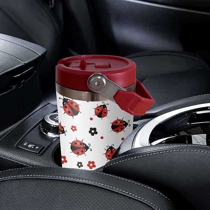 30 Ladybug Flip Tumbler, Ladybug Gifts for Women Girls, Lady Bug Reusable Stainless Steel Travel Mug Tumbler Cup Water Botter,Ladybug Decor Accessories Stuff