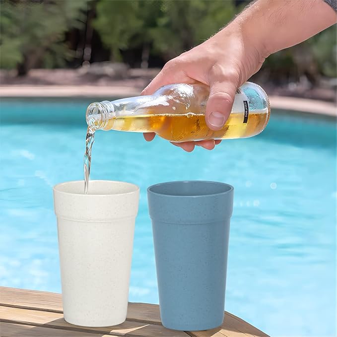 Homestockplus 16 Oz Tumbler Cups,Unbreakable Drinking Cups Microwave and Dishwasher Safe BPA Free Reusable CupăSet of 8ă