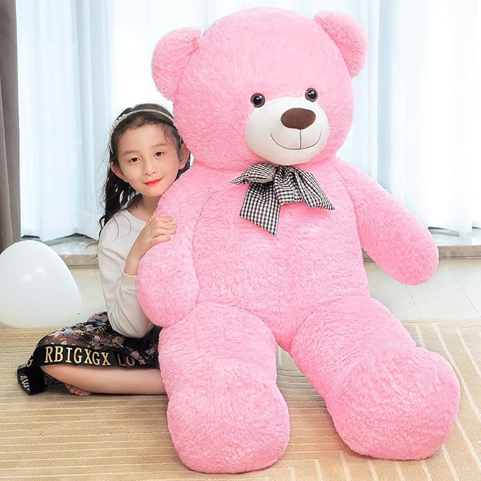 Giant Pink Teddy Bear 55" Stuffed Animals Plush Toy, Cute Life Size Big Soft Bear for Boy Girl Birthday Valentine Mother's Day, 140 CM, 7 LBs