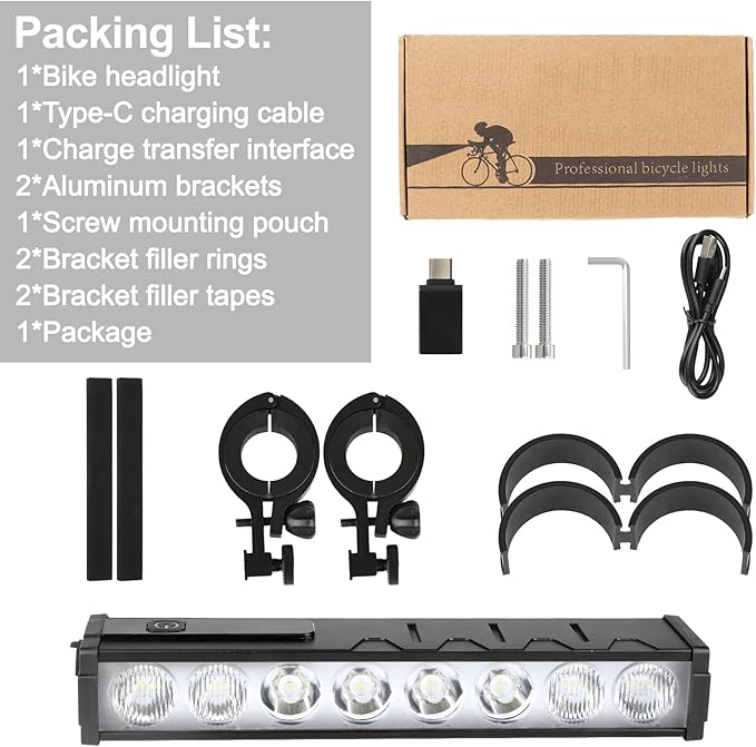 4800 Lumen Bike Lights, USB-C Rechargeable Bicycle Light, Super Bright Bike Lights for Night Riding, IP65 Waterproof Bicycle Headlight, for Commuters Adults and Children