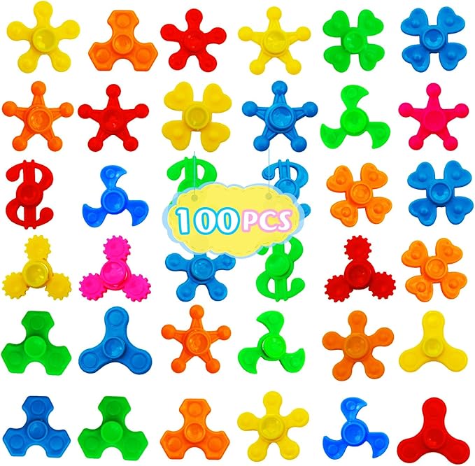 100 Pack Mini Fidget Spinner Toys,Stress Relief Sensory Toys,Birthday Party Favors Gifts for Kids Teens Adults,Christmas Stocking Goodie Bag Stuffers,Treasure Box Toys for Classroom Prizes Supplies