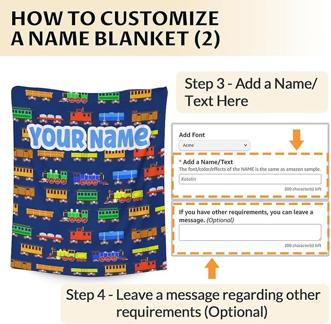 Personalized Train Throw Blanket Gifts for Boys - Soft Warm Train Blankets - 50"x60" Inches for Couch - Dark Blue Throws for Teens