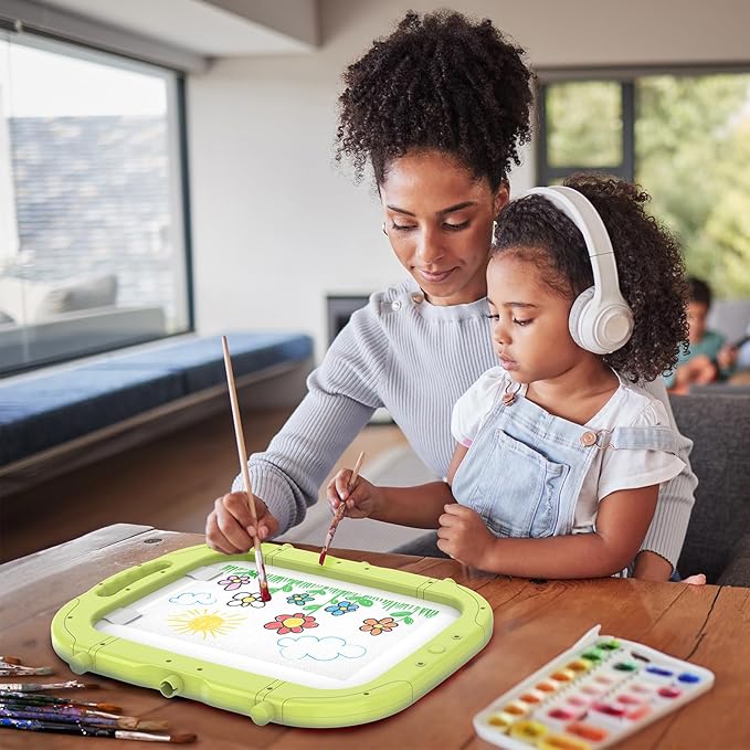 Easel for Kids, Toddler Art Easel Adjustable Standing, Magnetic Double Sided Easel with Painting Accessories Gift for Boys and Girls (Green)