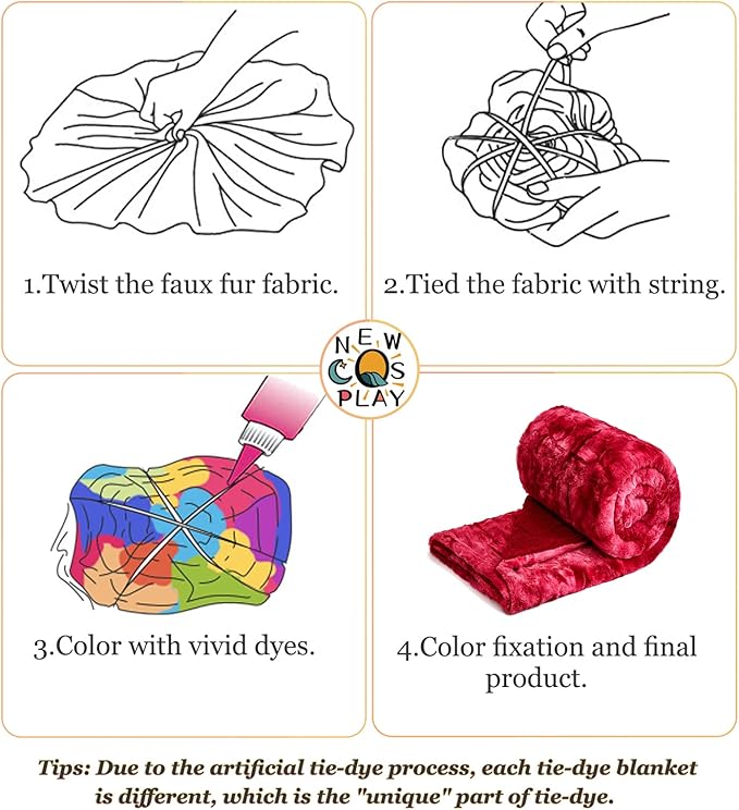 NEWCOSPLAY Super Soft Faux Fur Blanket Twin Size Tie-dye Red Sherpa Fuzzy Plush Warm Blanket for Sofa Bed (Tie-dye Red, Twin(60"x80"))