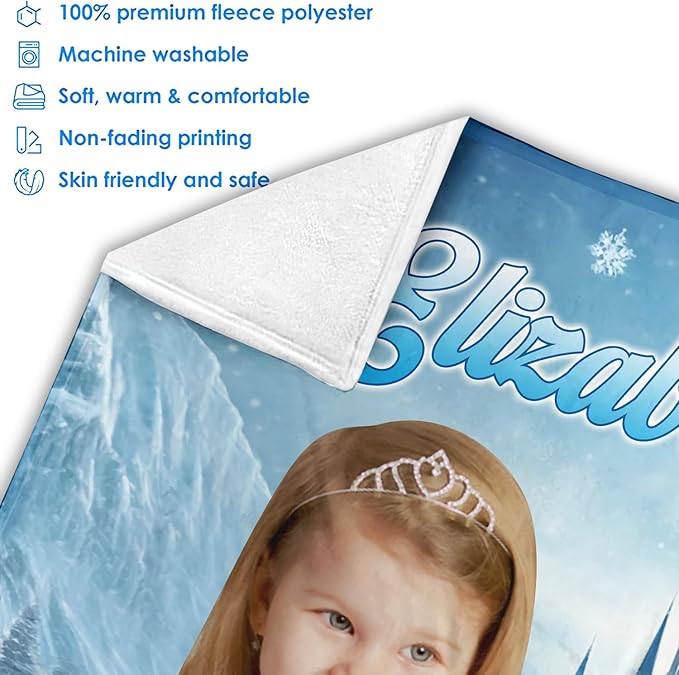 Zocoshi Personalized Baby Blankets Frozen Princess for Girls Personalized Baby Gifts with Name, Customized Baby Blanket, Newborn Boy Gift, Soft Fleece (Frozen Princess)