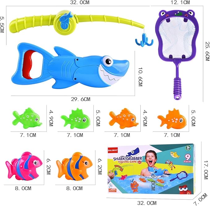 Bath Toys for Kids Shark Fishing Game Set for Toddlers Non-Toxic Bathtub & Pool Toys for Ages 3-8 Fun Swimming Shark Grabber Water Table Mold-Free Bath Time Toys for Boys & Girls