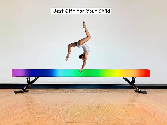 Adjustable Balance Beam 8 ft Gymnastic Beam Adjustable Height for Kids and Teenage of All Gymnastic Levels, Gymnastic Training Beam Gymnastic Equipment for Athlete Home and Gym Club Use