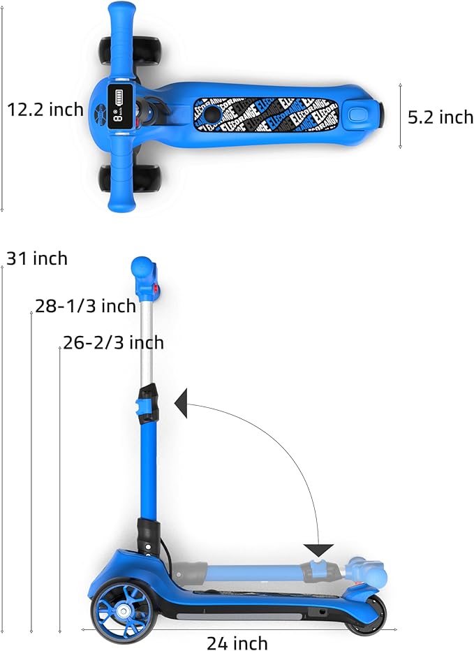 Elecorange T200/T500 Balance Electric Scooter for Kids Age 4-9, 2 Types Front Wheels, Electric Horn, Full Body Lights Up, Wide Deck, 5Mph Safe Speed, 70min Riding, Foldable Kick Scooter Boys & Girl