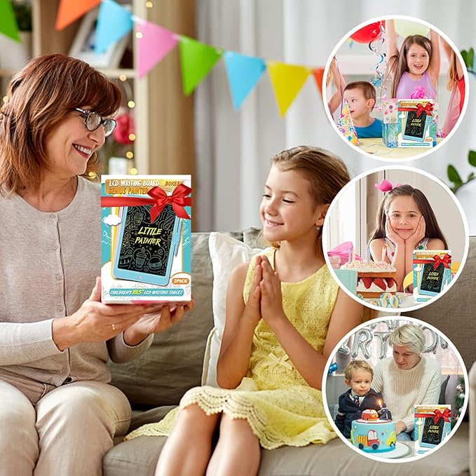 LCD Writing Tablet Doodle Board, Colorful Drawing Pad, Electronic Drawing Tablet, Drawing Pads,Travel Gifts for Kids Ages 3 4 5 6 7 8 Year Old Girls Boys (10.5 inch, Yellow+Yellow)