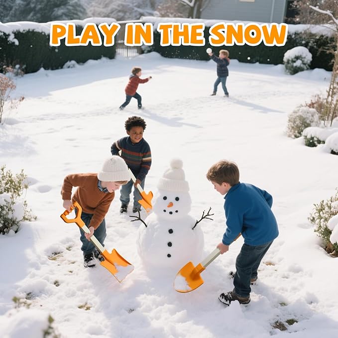 20” Long Sand Beach Shovels for Kids Heavy Duty Plastic Summer Sand Scoops Spades Toy Sandbox Garden Snow Digging Play Gift Set Party Bundle 2 Pack Orange