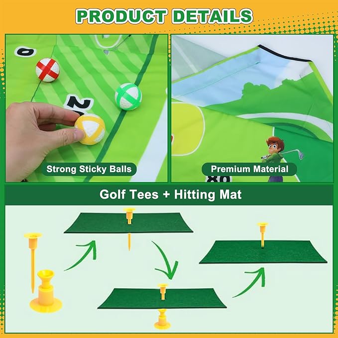 Golf Game Play Set for Kids, Golf Chipping Games with Sticky Golf Balls Darts Soccer Balls & Bean Bags, Fun Outdoor Lawn Beach Backyard Party Activities for Teens Adults