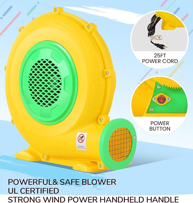 Inflatable Bounce House Water Slide, 7-in-1 Bouncy Castle Combo Water Pool & Bouncing Area & Slides & Basketball Game & Dart Game, Jump House for Kids Aged 3-10 w/Storage Bag, Orange