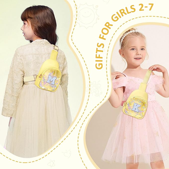 COSHAYSOO Personalized Christmas Birthday Gifts Burr Basket Stuffers for Girls Yellow Purse Sling Bag Crossbody Girl Cute Funny Cool Mini Travel Fashion Accessories Monogrammed Initial Letter D