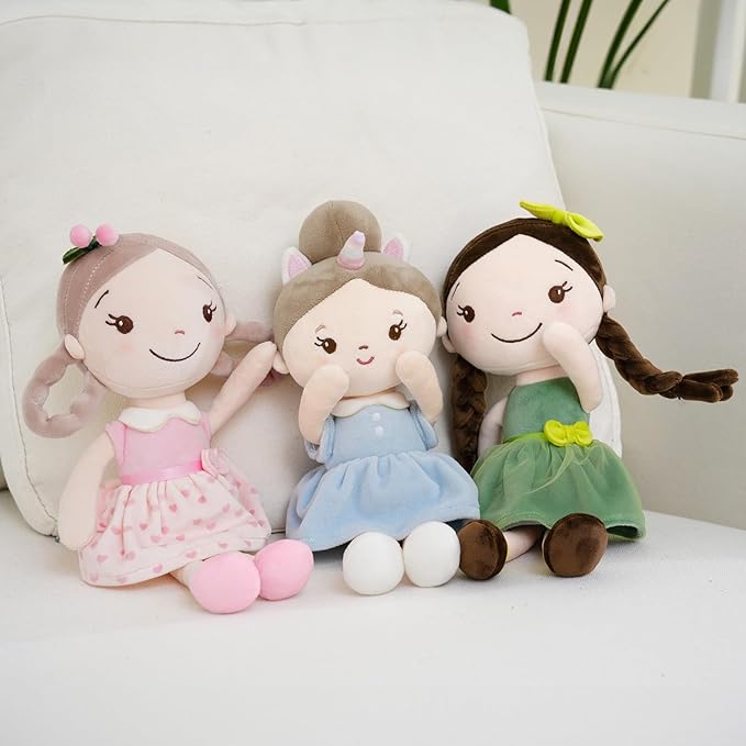 GAGAKU Soft Plush Baby Doll for Girls (12") - My First Baby Doll Gift for Girls, Toddlers & Infants, Machine Washable Rag Doll Toy - Purple Skirt Girl