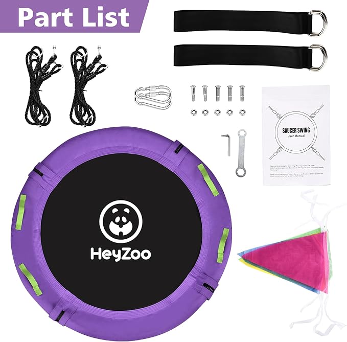 Tree Swing, Saucer Swing 40 Inch for Kids, 900lbs Weight Capacity, with Adjustable Hanging Straps, for Backyard and Outdoor Playground, Purple