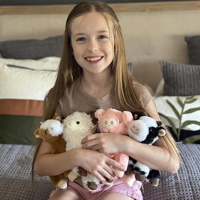 MaoGoLan 6 Pack Stuffed Farm Animals Bulk Plush Horse Cow Sheep Pig Chicken Bunny Farm Animal Toys Set for Kids Party Favors Decorations Christmas Valentine's Day Easter Birthday Gifts