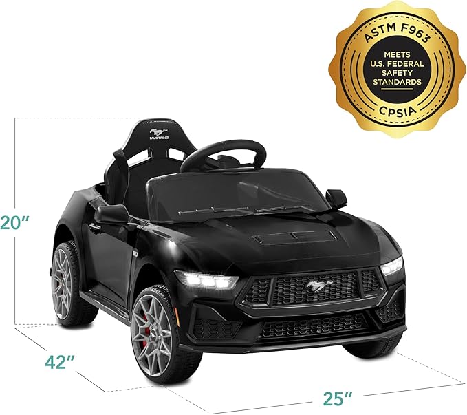 Best Choice Products Kids 12V Electric Ride On Car Officially Licensed Ford Mustang w/Parent Control, LED Lights, 2 Speeds, Bluetooth - Black