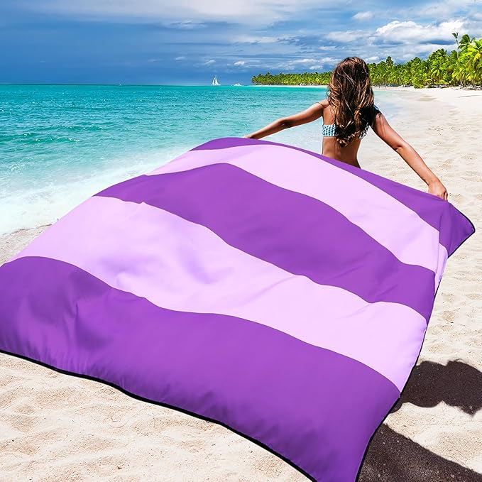 Beach Blanket Waterproof Sandproof Beach Mat 79" X 83"/10'x9'for 2-8 Adults Quick Drying Outdoor Picnic Mat Beach Accessories for Travel, Camping, Hiking
