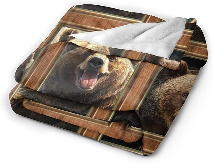 Bear Blanket Fleece Soft Warm Plush Cute Brown Bear Throw Blanket Lightweight Plush Fuzzy Cozy Wild Animal Blankets Gift for Boys Girls Kids Adult Suitable for Couch Sofa Bed 50"X40"
