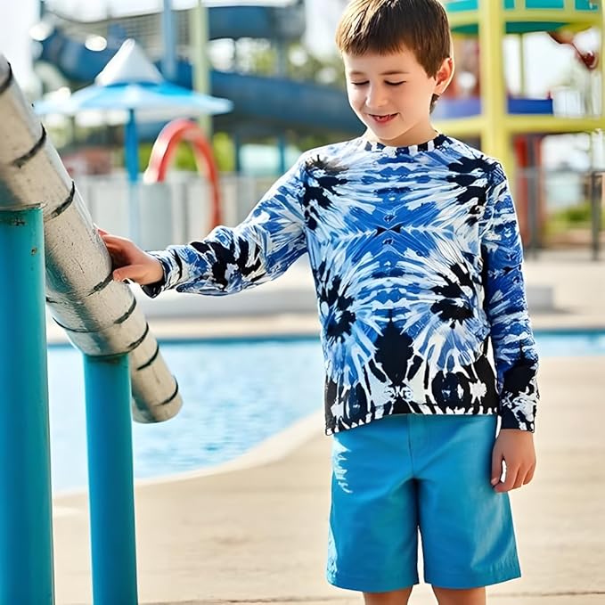 INGEAR Boys' Rash Guard UPF 50+ Swim Shirt - Lightweight, Quick-Dry, Durable Sun Protection for Swimming, Sizes XS-XL