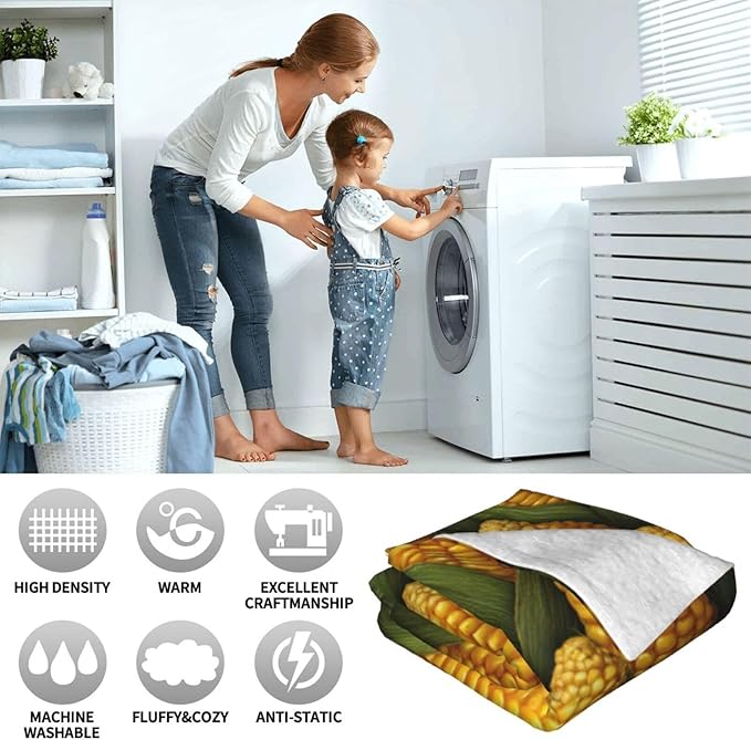 Corn Lover Blanket for Women Girls, Corn Flannel Throw Blanket, Cozy Fleece Soft Stuff Blankets Gift for Kids Couch Sofa Bed 50" x 40"