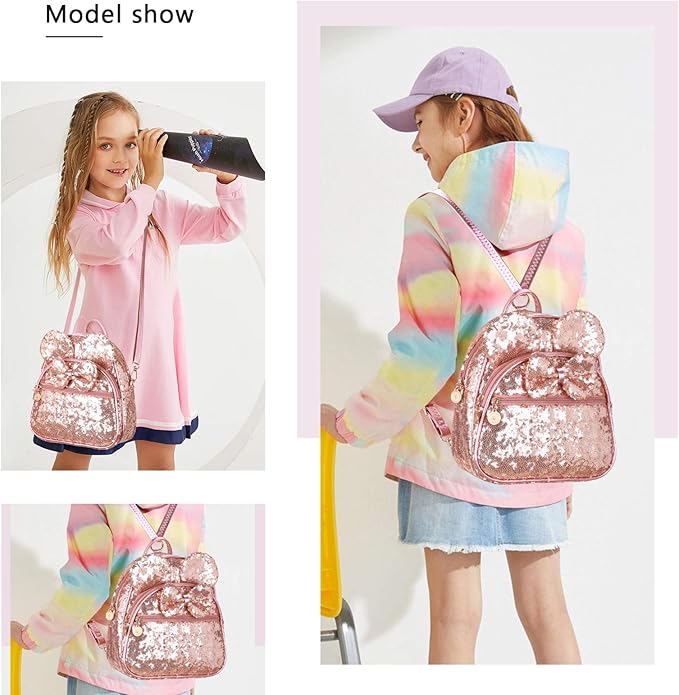 KL928 Girls Mini Backpack Bowknot Polka Dot Cute Small Daypacks Convertible Shoulder Bag Purse for Women