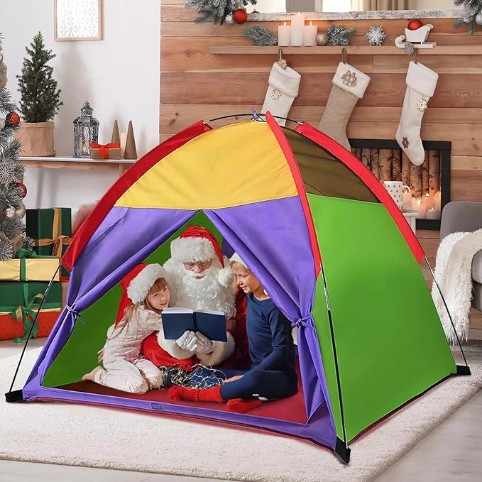 Alvantor Play Tents for Kids Pop Up Tent Toddler Tent Indoor/Outdoor for Children Boys Girls Pets Tent Portable Playhouse Camping Playground 58"x58"x47" Rainbow