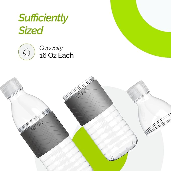 Copco Hydra Water Bottle with Spill-Resistant Lid, 16.9 oz (Set of 2) - Reusable Tritan Non-Slip Sleeve, Twist-Open Body - BPA-Free, Leak-Proof, Durable & Portable for Gym, Office, School (Gray)
