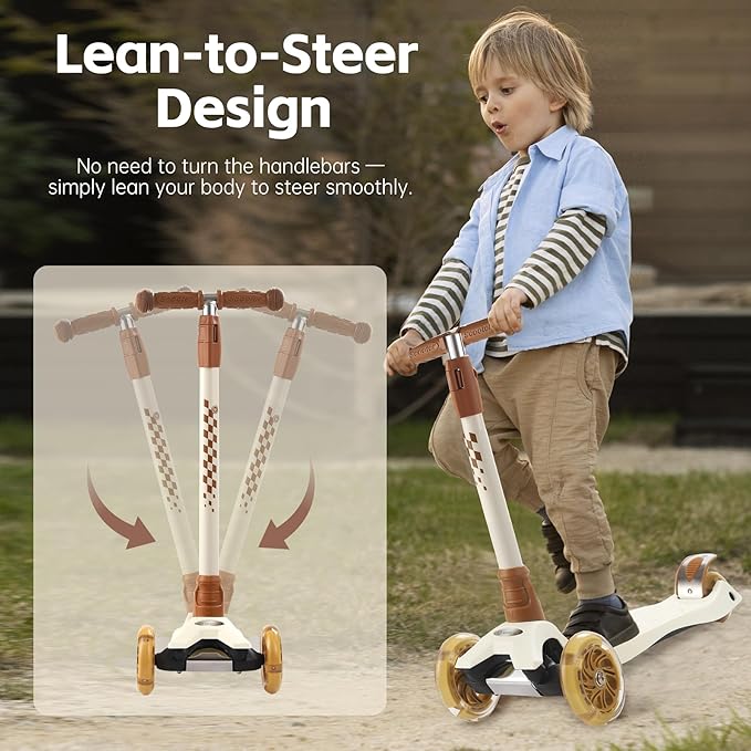 3 Wheel Scooter for Kids Ages 6-12,Kids Scooter with Light Up Wheels, Sturdy Deck Design, and 4 Height Adjustable Suitable for Kid Ages 3-12