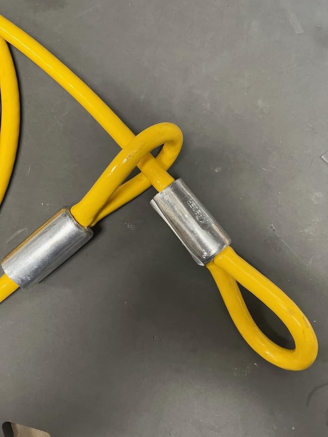 20FT (1/2") Commercial Security Cable with Loops - Galvanized Braided Steel Security Cable to Secure High Value Equipment - PVC-Coated Anti Theft Locking Cable for Trailers, Mowers and E-Bikes