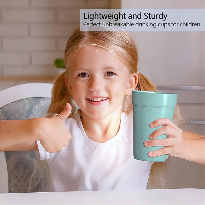 Homestockplus 16 Oz Unbreakable Drinking Reusable Cup Wheat Straw Cups Dishwasher and Microwave Safe Water Glasses BPA Free E-Co Friendly Tumbler CupsăSet of 8ă