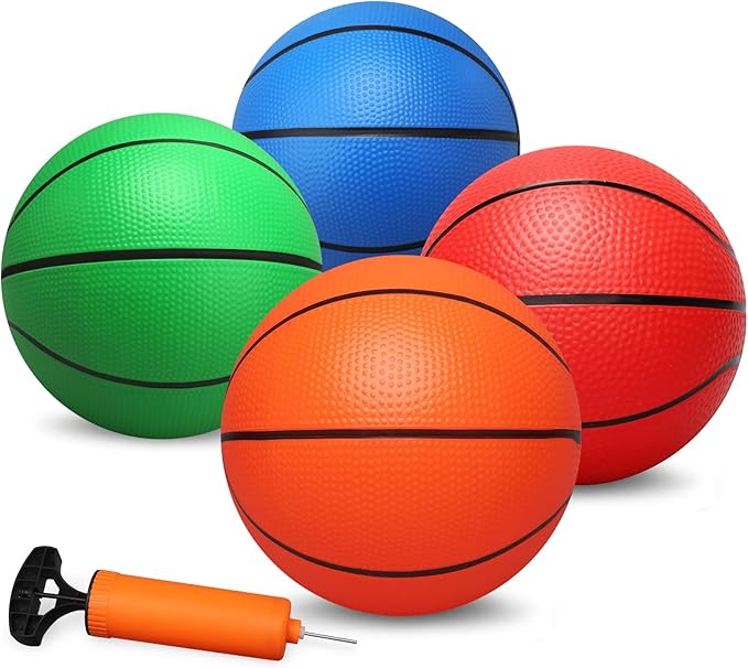 Dilabnba 8" Mini Rubber Replacement Basketballs for Basketball Hoop/Pool, Toddler Soft Beach Bouncy Ball Sports Party Game for Kids Adults, Junior Balls Indoor & Outdoor Arcades & Games (4PCS)