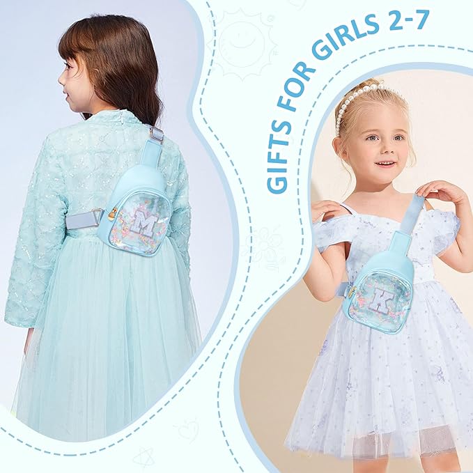 COSHAYSOO Personalized Christmas Birthday Gifts Burr Basket Stuffers for Girls Blue Purse Sling Bag Crossbody Girl Cute Funny Cool Mini Travel Fashion Accessories Monogrammed Initial Letter G