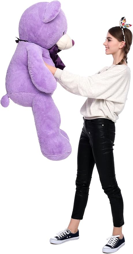 MaoGoLan Giant Purple Teddy Bear 47 inch Life Size Bear Stuffed Animal Plush Toy Valentines Bear for Girls Girlfriend Wife Children Teens