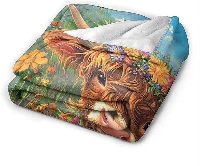 Highland Cow Throw Blanket Highland Cattle Stuff Gifts for Kids Girls Boys Adults Women Man Soft Cozy Warm Plush Fluffy Fuzzy Fleece Blanket Decor 40''X50''