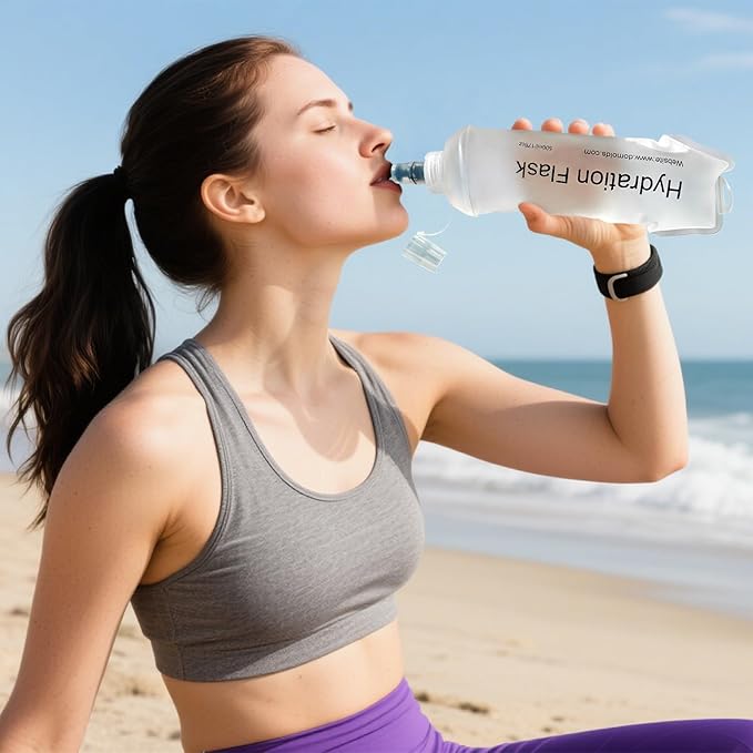 GYGYL Soft Flask, TPU Collapsible Soft Water Bottle for Hydration Pack, Running Vest, Leak-Proof Folding Water Bottle for Hiking Cycling Climbing Jogging-250ml White