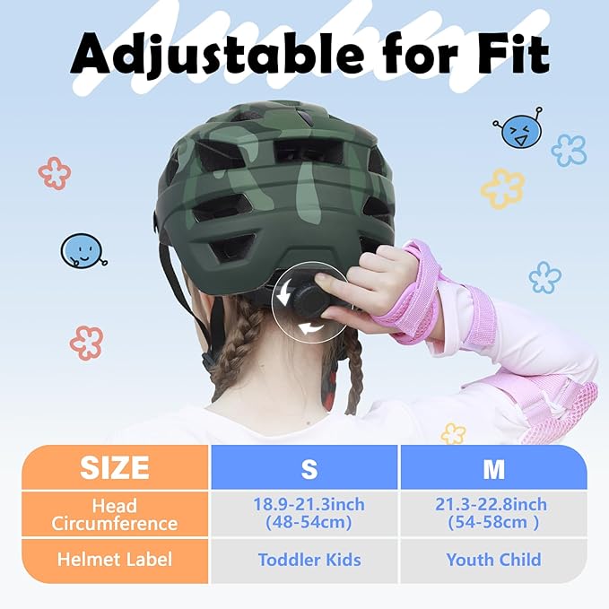 Kids Bike Helmet, 2 Size Adjustable for Youth Toddler Boys & Girls 3-5-8-10-12-14 Years, Child Helmets with Visor for Skating Cycling Scooter