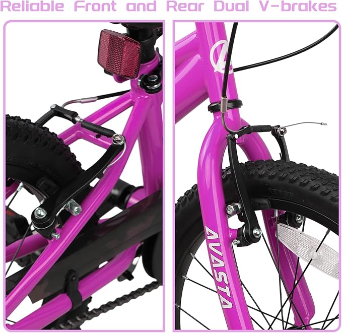 AVASTA Bilbo 18 20 Inch Kids Bike for Boys Girls 5-10 Years Old, Retro Style High Carbon Steel Bicycle with Adjustable Handlebars and Seat, Dual V-Brakes, Kickstand, Multiple Colors