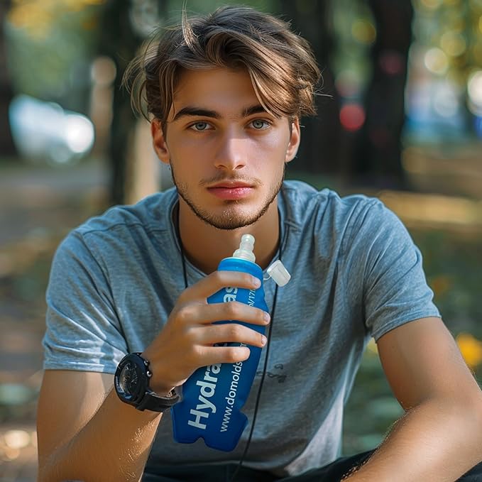 150ml Soft Flask Folding TPU Hydration Flask Running Water Bottle(5.29 oz), Water Pouch for Running Vest, Hiking, Cycling (Blue 150ml)