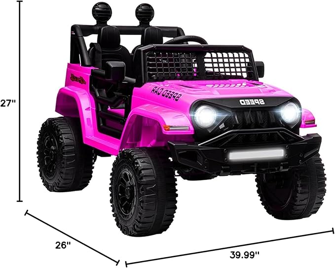 12V Ride On Car, Electric Car for Kids, 12V Ride on Toys, Kids Cars with 3 Speeds Adjustable w/Bluetooth, Parent Remote Control, Spring Suspension, AUX Port-Pink
