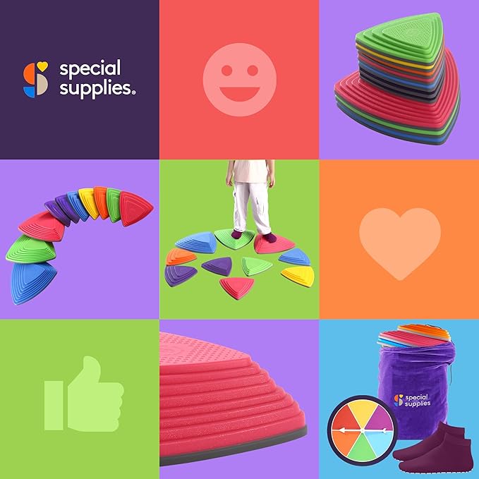 Special Supplies 10 Stepping Stones for Kids Indoor and Outdoor Balance Blocks Promote Coordination, Balance Strength Child Safe Rubber, Non-Slip Edging