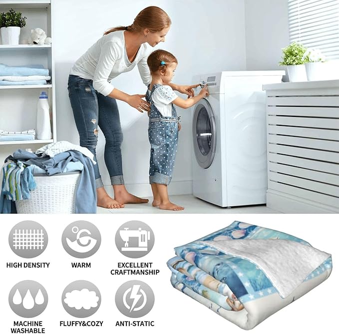 Ocean Nautical Throw Blanket, Nautical Coastal Fleece Blanket Gifts for Boys Girls, Warm Cozy Soft Flannel Throw Stuff for Bed Sofa Couch 80" x 60"