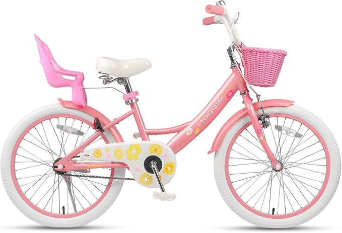 Glerc Maggie Girls Bike, 12-20 Inch Kids Bike for 2-13 Years Old Children, Princess Style Kids Bicycle with Doll-Seat & Basket & Training Wheels, Multiple Colors
