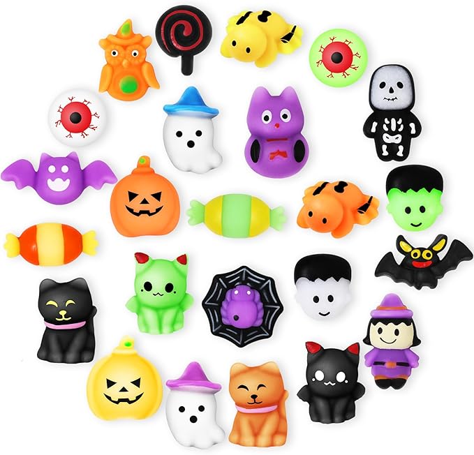 OCHIDO 24 Pcs Halloween Squishy Toys, Halloween Party Favors Mochi Squishy Toys, Halloween Goodie Bag Fillers Gifts for Kids, Trick Or Treat Bags Bulk, School Classroom Prizes