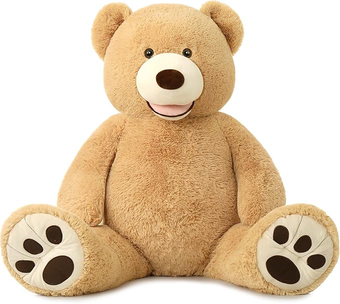 MorisMos 51 inch Smile Giant Teddy Bear, Large Stuffed Bears with Big Footprints, Big Stuffed Animals Cuddly Plush Gifts for Girlfriends, Boyfriend, Brown