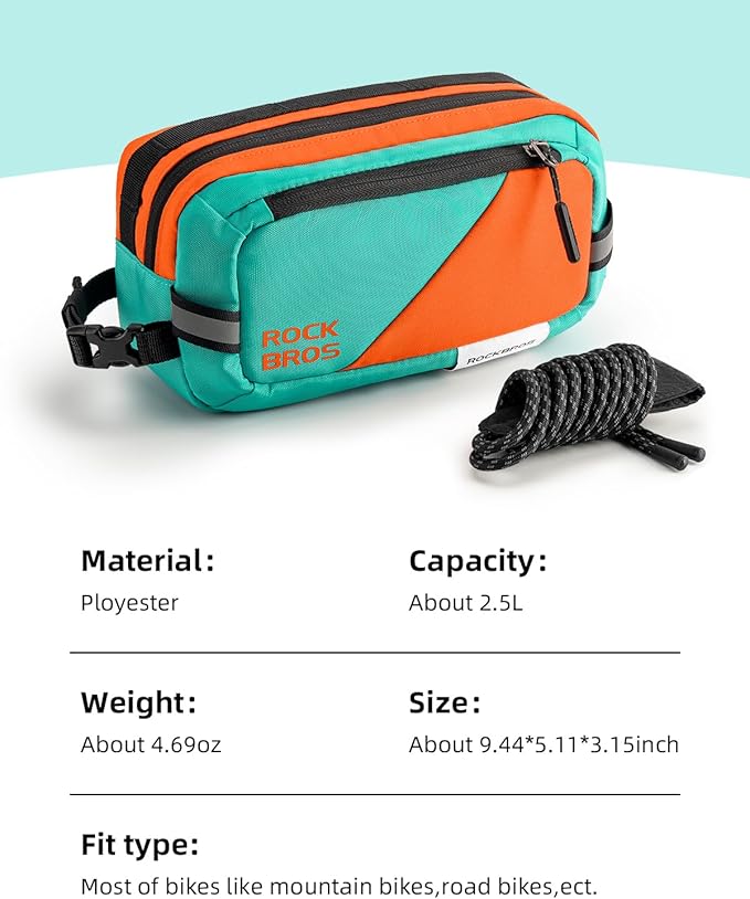 ROCKBROS Bike Handlebar Bag Large Capacity Bicycle Handle Bar Bag Quick Release Bike Front Bag Bike bag with Shoulder Strap Cycling Accessories for Men Women